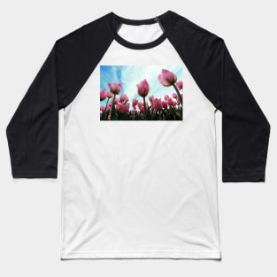 Pink Tulips Baseball T-Shirt